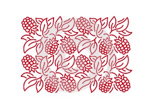 Raspberries line pattern. Flourish background rectangular design element. Editable outline stroke. Vector line.