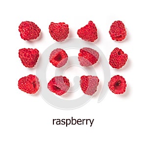Raspberries pattern isolated, creative layout