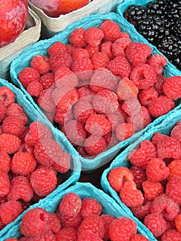 Raspberries for sale at a farmers