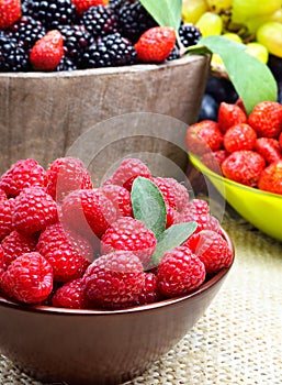 Raspberries, strawberry and blackberries.