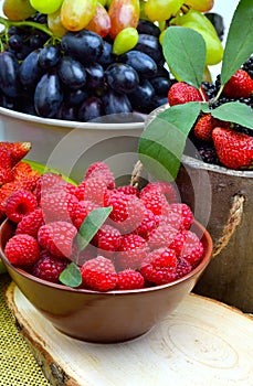 Raspberries, strawberry, grapes and blackberries.