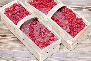 raspberry in basket preparing for making jam at home kitchen.summer fruits,recipe instruction