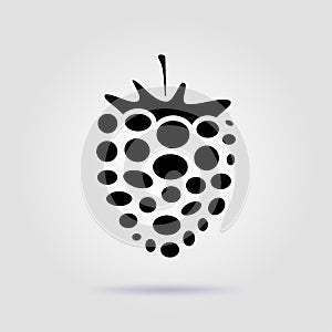 Raspberry black icon on a gray background with soft shadow