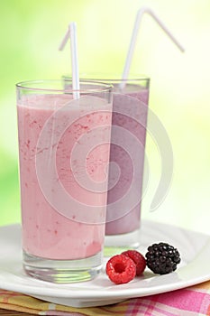 Raspberry and blackberry smoothies