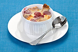 Raspberry bread pudding