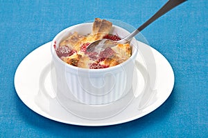 Raspberry bread pudding