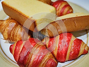 Raspberry , Butter Croissaint and Butter Cake photo