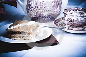 Raspberry cake and tea