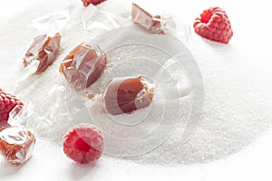 Raspberry caramels