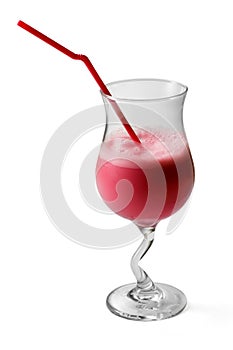 Raspberry cocktail decorated with tubule