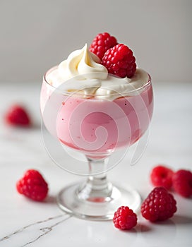 Raspberry Cream Dessert in a Glass