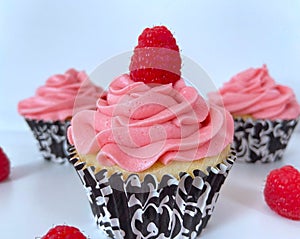 Raspberry Cupcakes with Pink Frosting