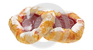 Raspberry danish pastries on a white background