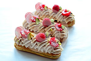 Raspberry eclairs fine dining