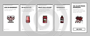 raspberry fruit berry red food onboarding icons set vector