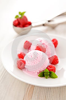 Raspberry fruit ice cream