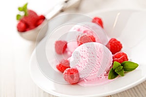 Raspberry fruit ice cream