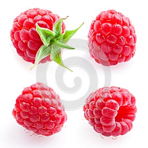 Raspberry. Fruit isolated on white. Set