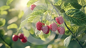 raspberry fruit plant tree background