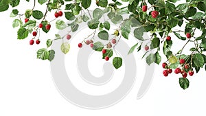 raspberry fruit plant tree isolated on white background