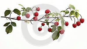 raspberry fruit plant tree isolated on white background