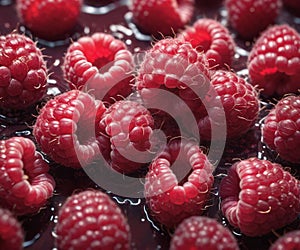 raspberry healthy and fresh, macro full frame backdrop, design elements