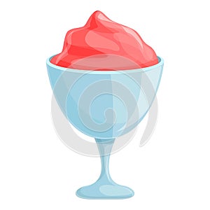 Raspberry ice cream icon, cartoon style