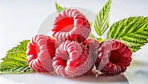 raspberry isolated. raspberries with leaf isolate. Whole and half of strawberry on white. raspberries isolate on white background