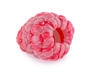 Raspberry isolated on white background with shadow reflection - clipping path. Fresh raspberry in close-up