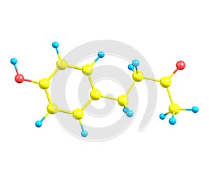 Raspberry ketone molecule isolated on white photo