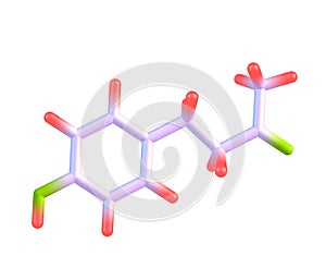 Raspberry ketone molecule isolated on white photo
