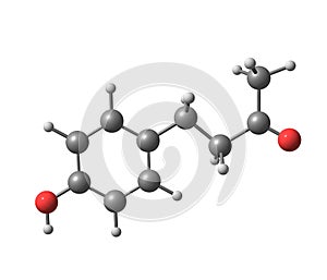 Raspberry ketone molecule isolated on white