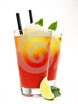 Raspberry Margarita Cocktail on white Background