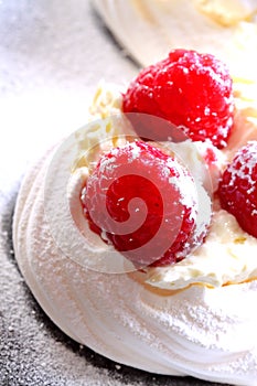 Raspberry meringue dessert
