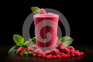 Raspberry milkshake in a glass a delightful breakfast treat to sweeten your mornings