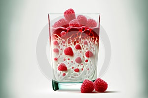 raspberry milkshake. Vanilla milkshake. Cold drink concept. Generative AI