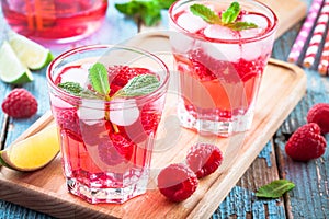 Raspberry mojito in a glass