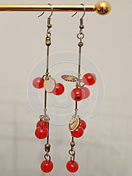 Raspberry ornament bijou earrings