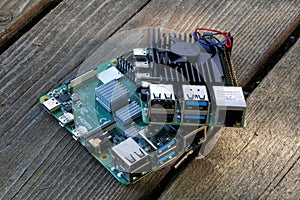 Raspberry Pi Microcomputer 4B with a black heatsink for Electrical Engineering prototyping