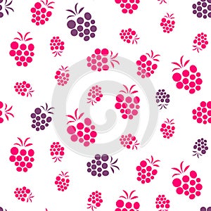 Raspberry pink and purple seamless pattern on white.
