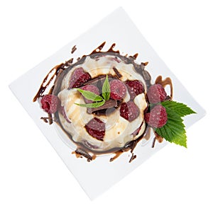 Raspberry Pudding isolated on white