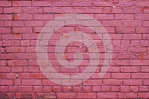 Raspberry Red Weathered Brick Texture or Urban Wall Background