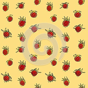 Raspberry seamless pattern