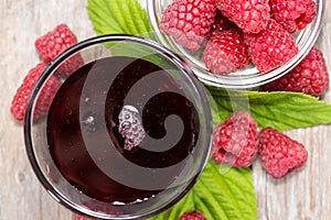 Raspberry Sirup in a glass