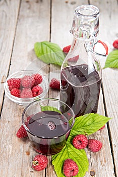 Raspberry Sirup in a glass