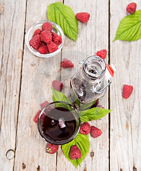 Raspberry Sirup in a glass