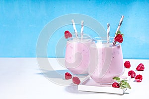 Raspberry smoothie, milkshake or yogurt