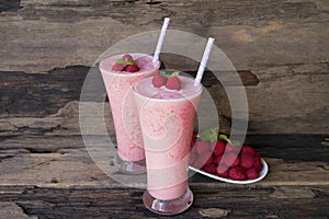 Raspberry smoothie red colorful fruit juice milkshake blend beverage healthy.