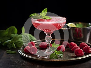 raspberry snouts with mint served with elegance photo