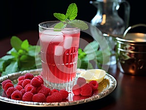 raspberry snouts with mint served with elegance photo